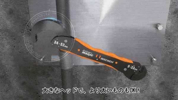 様々なサイズにも、形にも、 自由自在に合わせられる、ハナマジックレンチ!