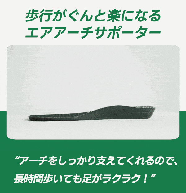 強力アーチ＆ふかふかクッションで、足がぐんと楽に！FOLAX AIRインソール